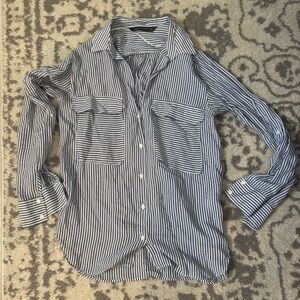 Zara Blue and White Striped Shirt small s
